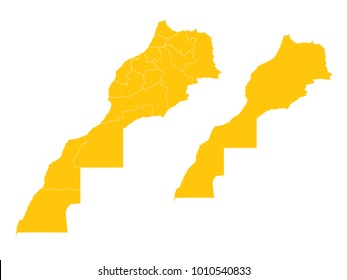Couple Set Map,Yellow Map of Morocco,Vector EPS10