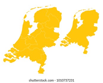 Couple Set Map,Yellow Map of Netherlands,Vector EPS10