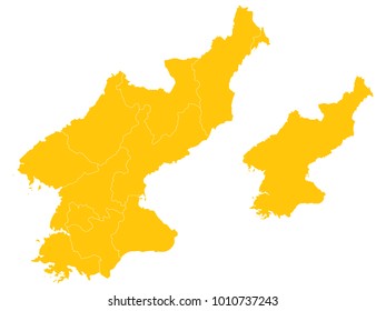 Couple Set Map,Yellow Map of North Korea,Vector EPS10