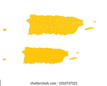 Couple Set Map,Yellow Map of Puerto Rico,Vector EPS10