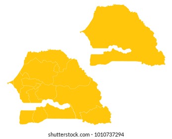 Couple Set Map,Yellow Map of Senegal,Vector EPS10