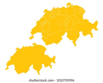 Couple Set Map,Yellow Map of Switzerland,Vector EPS10
