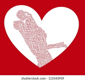 couple shape letter over red background. vector illustration