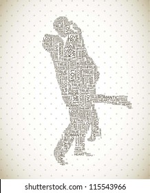 couple shape from letters over vintage background. vector