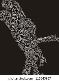 couple shape words over black background. vector illustration