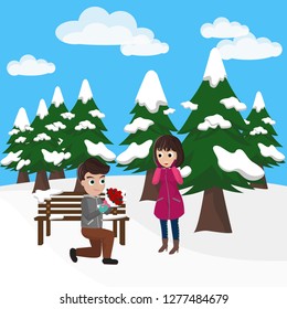 A Couple Share a Gift in Park