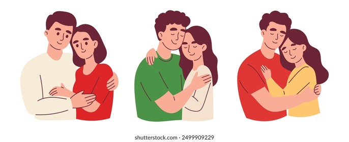 Couple Sharing Warm Hug Embracing Love