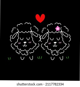 couple sheep on valentines day