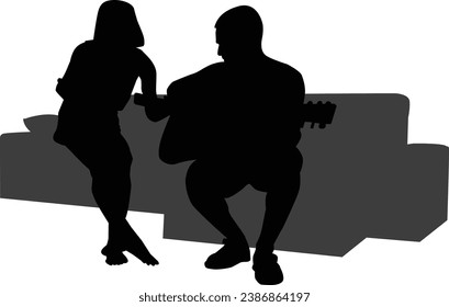 couple shillouette on sit sofa set