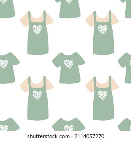 Couple shirt, cartoon edition. White background. Seamless vector. Seamless pattern. Valentine's Day decorations.