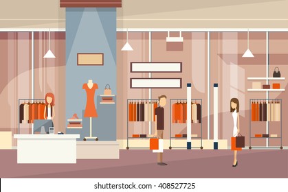 Couple With Shopping Bags .Vector Illustration