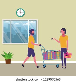 People Shopping Cartoon Stock Vector (Royalty Free) 1235214142