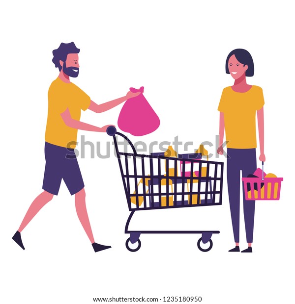 Couple Shopping Cartoon Stock Vektorgrafik Lizenzfrei