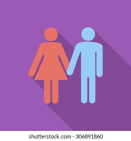Couple sign icon. Flat vector related icon with long shadow for web and mobile applications. It can be used as - logo, pictogram, icon, infographic element. Vector Illustration.