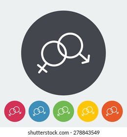 Couple sign. Single flat icon on the button. Vector illustration.