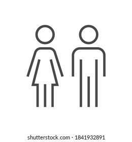 Couple Signage Icon. Man And Woman Line Sign, Outline Washroom Or Toilet Contour Pictogram, Male And Female Wc Restroom Vector Symbol