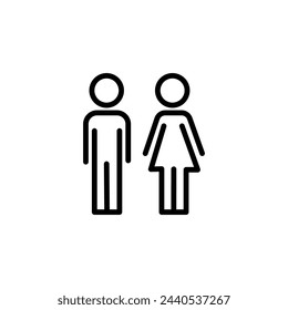 Couple signage icon. Man and woman line sign, outline washroom or toilet contour pictogram, male and female wc restroom vector symbol