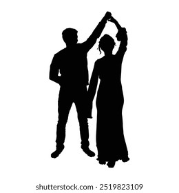 Couple silhouette dance illustration design graphic