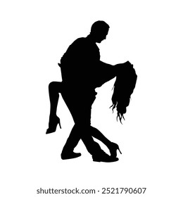 Casal silhueta dança ilustração design impressão