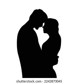 couple silhouette design. happy man and woman hug together. romance sign and symbol.