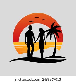 Pareja silueta diseño Arte vectorial natural