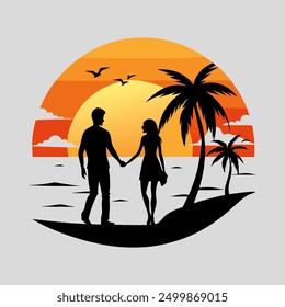 Couple silhouette dsign vector art natural