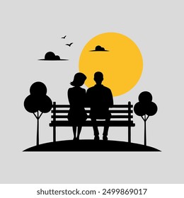 Pareja silueta diseño Arte vectorial natural