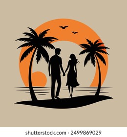 Couple silhouette dsign vector art natural