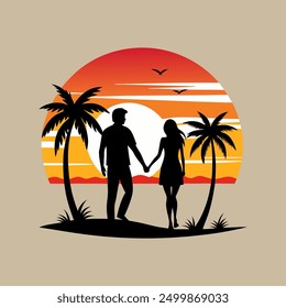Couple silhouette dsign vector art natural