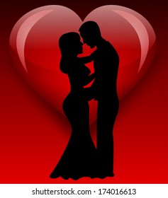 couple silhouette with heart