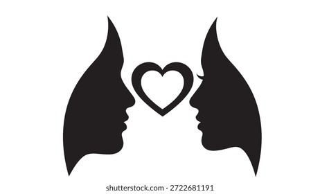 Paar Silhouette mit Herz dazwischen