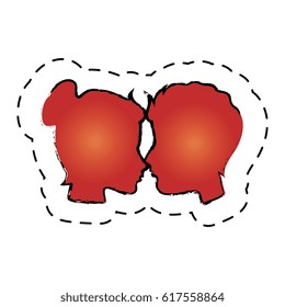 couple silhouette with hearts