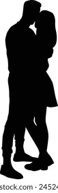 Couple silhouette illustration in black color. Hand drawn men and women person pose