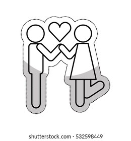 couple silhouette isolated icon vector illustration design