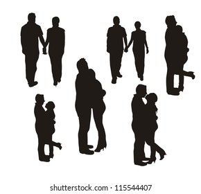 couple silhouette isolated over white background. vector