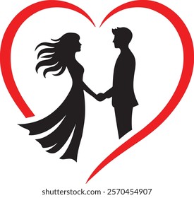 Couple Silhouette in Love. A Heartfelt Representation of Romance and Unity