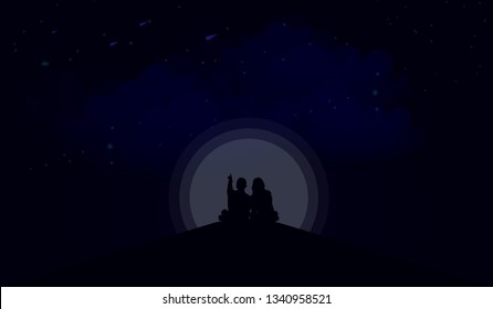 Couple Silhouette in the night.