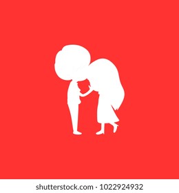 Couple silhouette. Romantic valentines card.