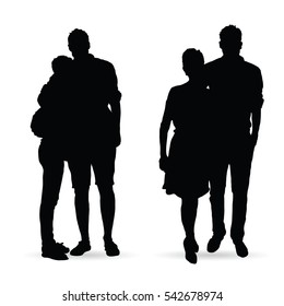 couple silhouette set in black color set illustration