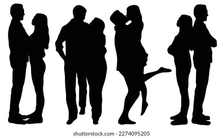 Couple silhouette set vector isolated. Black silhouette design.