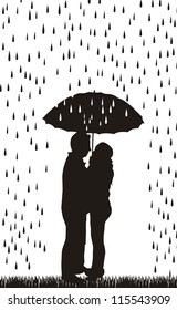 couple silhouette with umbrella over white background. vector