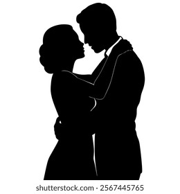 Couple Silhouette Valentines Vector Illustration Romantic Design