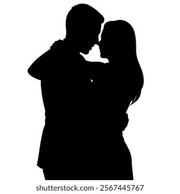 Couple Silhouette Valentines Vector Illustration Romantic Design