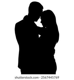 Couple Silhouette Valentines Vector Illustration Romantic Design