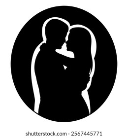 Couple Silhouette Valentines Vector Illustration Romantic Design