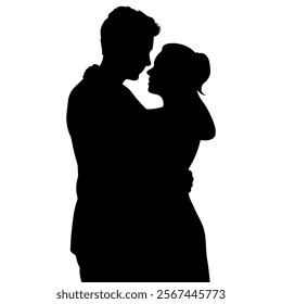 Couple Silhouette Valentines Vector Illustration Romantic Design