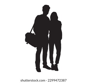 Couple Silhouette Vector Design Black