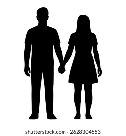 Couple silhouette vector illustration of man and woman holding hands romantic relationship graphic design 100
