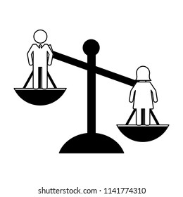 couple silhouettes in scale