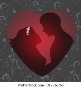 Couple silhouettes. Vector illustration.